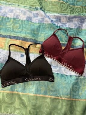 Calvin Klein Wireless Bralette Duo — Black & Burgundy
